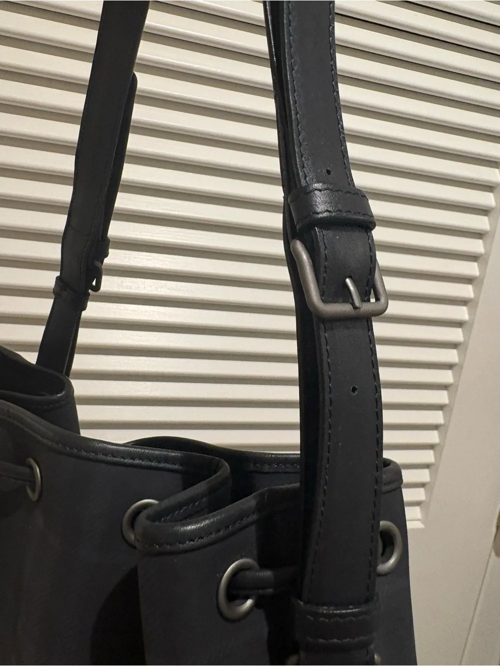 Burberry Black Plaid Bucket Shoulder Bag